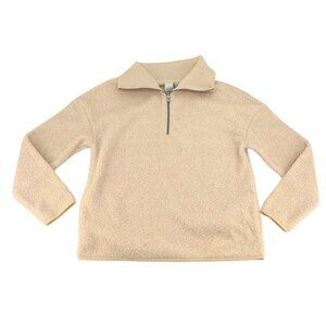 Elle Women's Cream 1/4 Zip Fleece Pullover Sweater / Size Medium